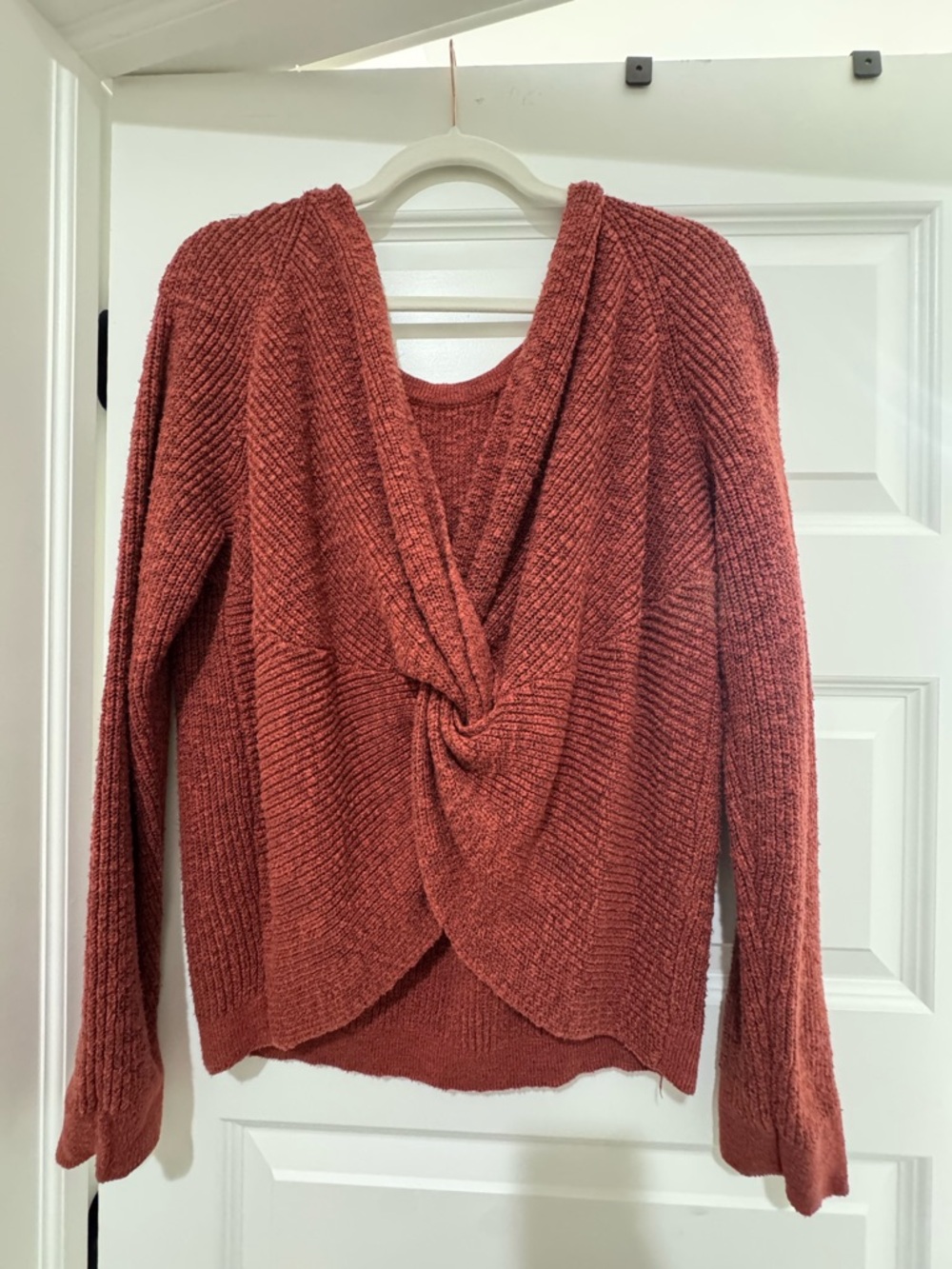 Rust Aerie Twist-Back Chenille Sweater Womens Large